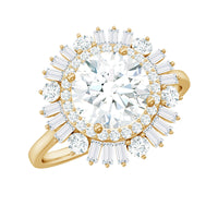 1.3 Carat Zircon Cocktail Engagement Ring with Double Halo