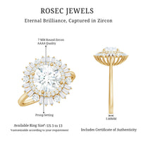 1.3 Carat Zircon Cocktail Engagement Ring with Double Halo