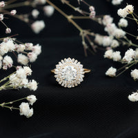 1.3 Carat Zircon Cocktail Engagement Ring with Double Halo