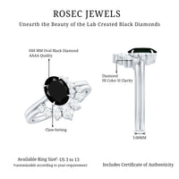 Created Black Diamond Oval Engagement Ring Set with Diamond