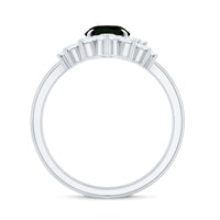 Created Black Diamond Oval Engagement Ring Set with Diamond