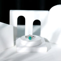 Natural Emerald Wedding Engagement Ring Set with Diamond