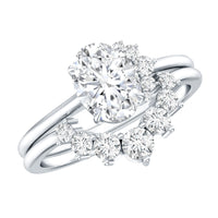 2.75 CT Oval Cut Zircon Half Halo Wedding Ring Set