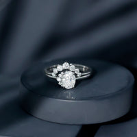 2.75 CT Oval Cut Zircon Half Halo Wedding Ring Set