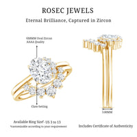 2.75 CT Oval Cut Zircon Half Halo Wedding Ring Set