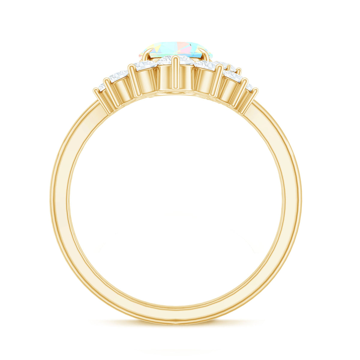 Real Ethiopian Opal Diamond Oval Engagement Ring and Wedding Band Set
