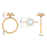 1.5 CT Round Moonstone Statement Engagement Ring with Moissanite