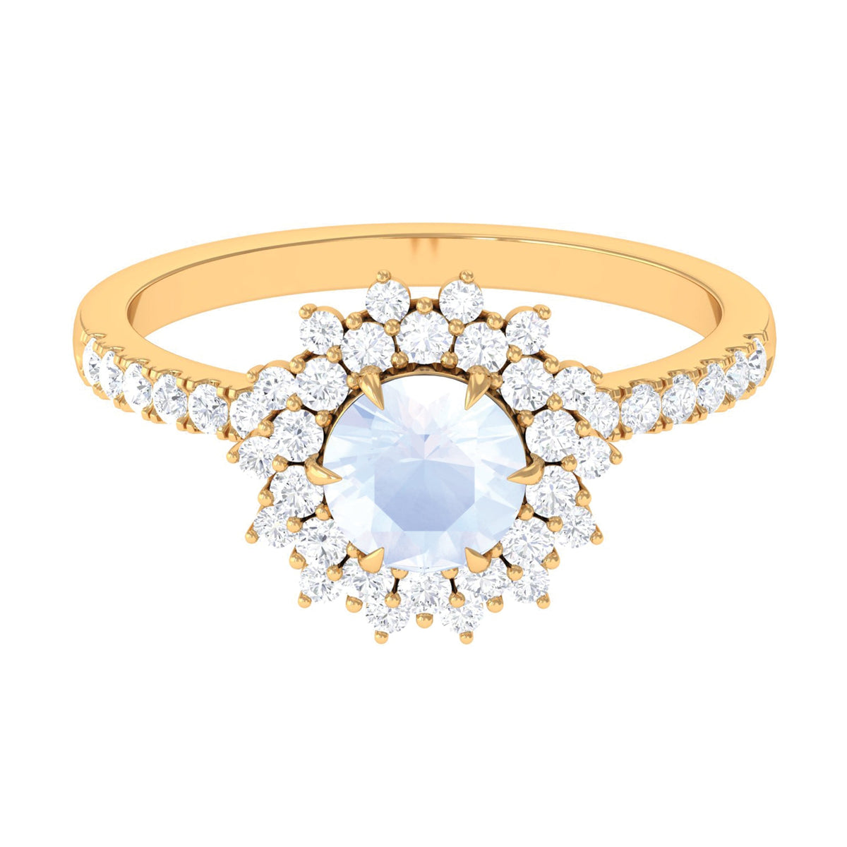 1.5 CT Round Moonstone Statement Engagement Ring with Moissanite