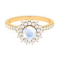 1.5 CT Round Moonstone Statement Engagement Ring with Moissanite