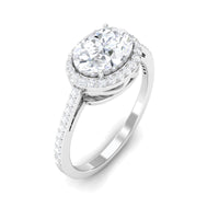 2.5 CT Oval Simulated Diamond East West Halo Engagement Ring