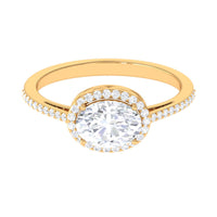 2.5 CT Oval Simulated Diamond East West Halo Engagement Ring