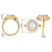 4.75 CT Vintage Style Oval Simulated Diamond Halo Engagement Ring