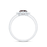 Certified Real Garnet Heart Engagement Ring with Diamond
