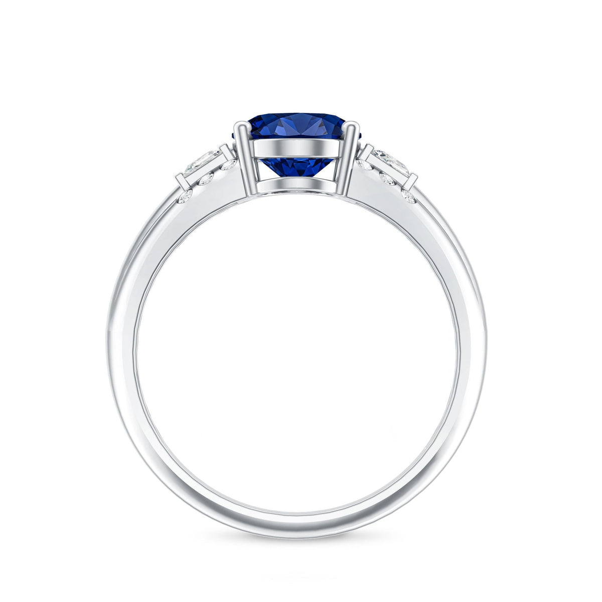 Certified Oval 4 Carat Lab Grown Blue Sapphire Statement Engagement Ring with Diamond