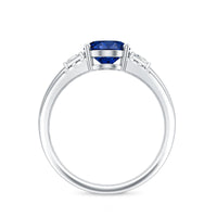 Certified Oval 4 Carat Lab Grown Blue Sapphire Statement Engagement Ring with Diamond