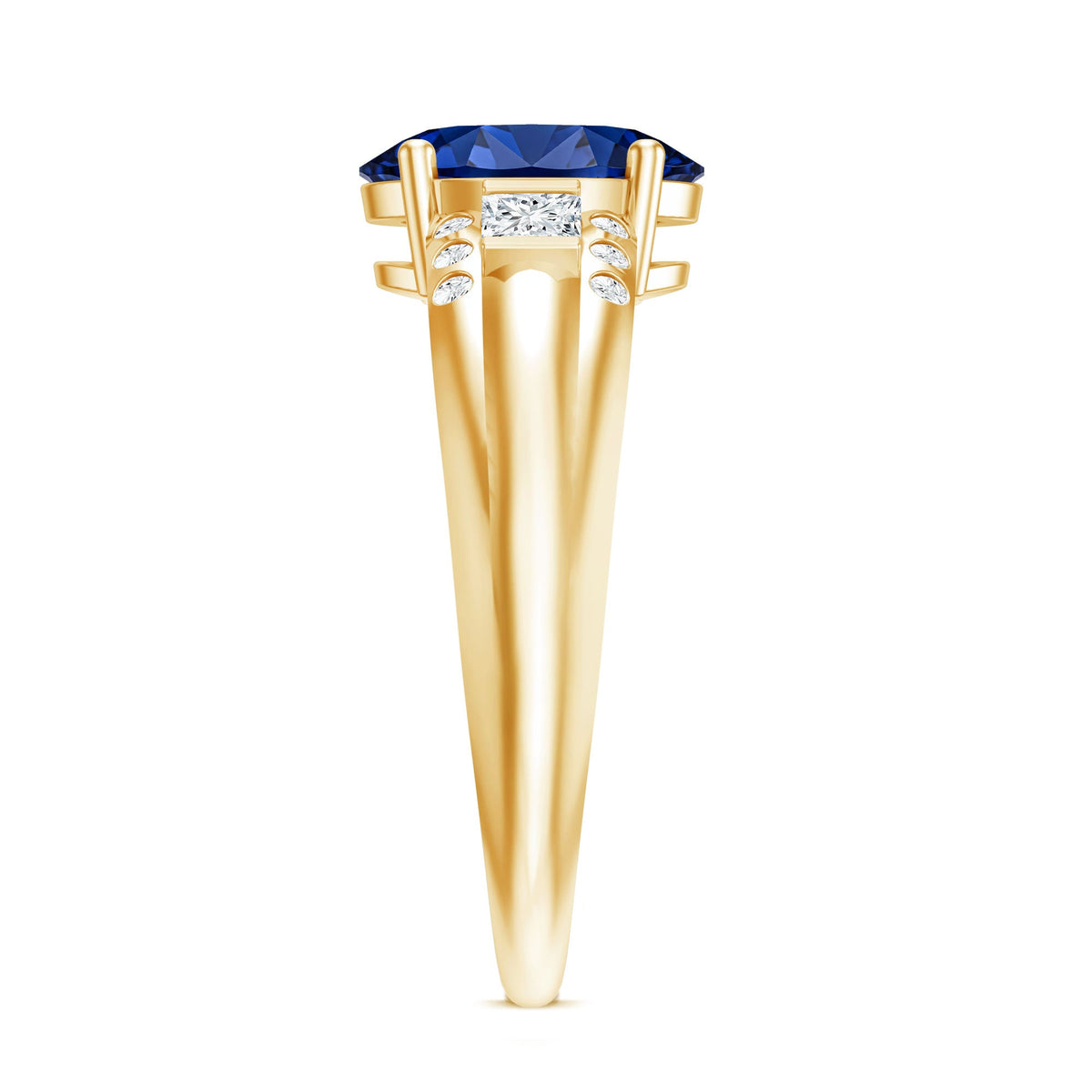Certified Oval 4 Carat Lab Grown Blue Sapphire Statement Engagement Ring with Diamond