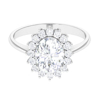 Oval Cut Cubic Zirconia Halo Statement Engagement Ring