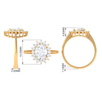 Oval Cut Cubic Zirconia Halo Statement Engagement Ring