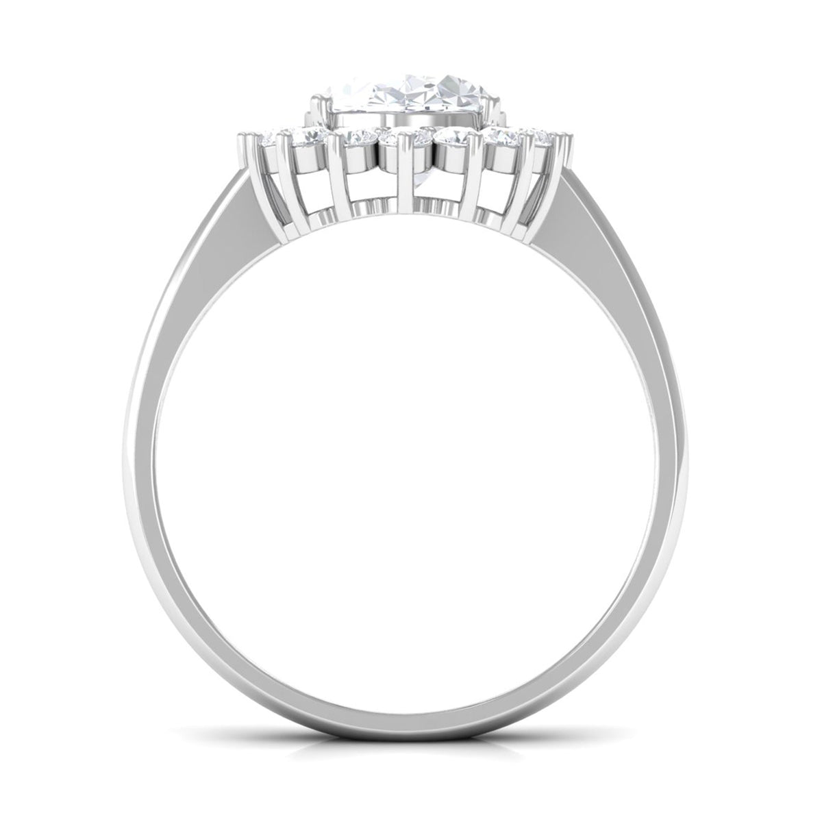 Oval Cut Cubic Zirconia Halo Statement Engagement Ring