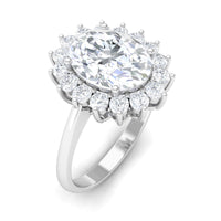 Oval Cut Cubic Zirconia Halo Statement Engagement Ring