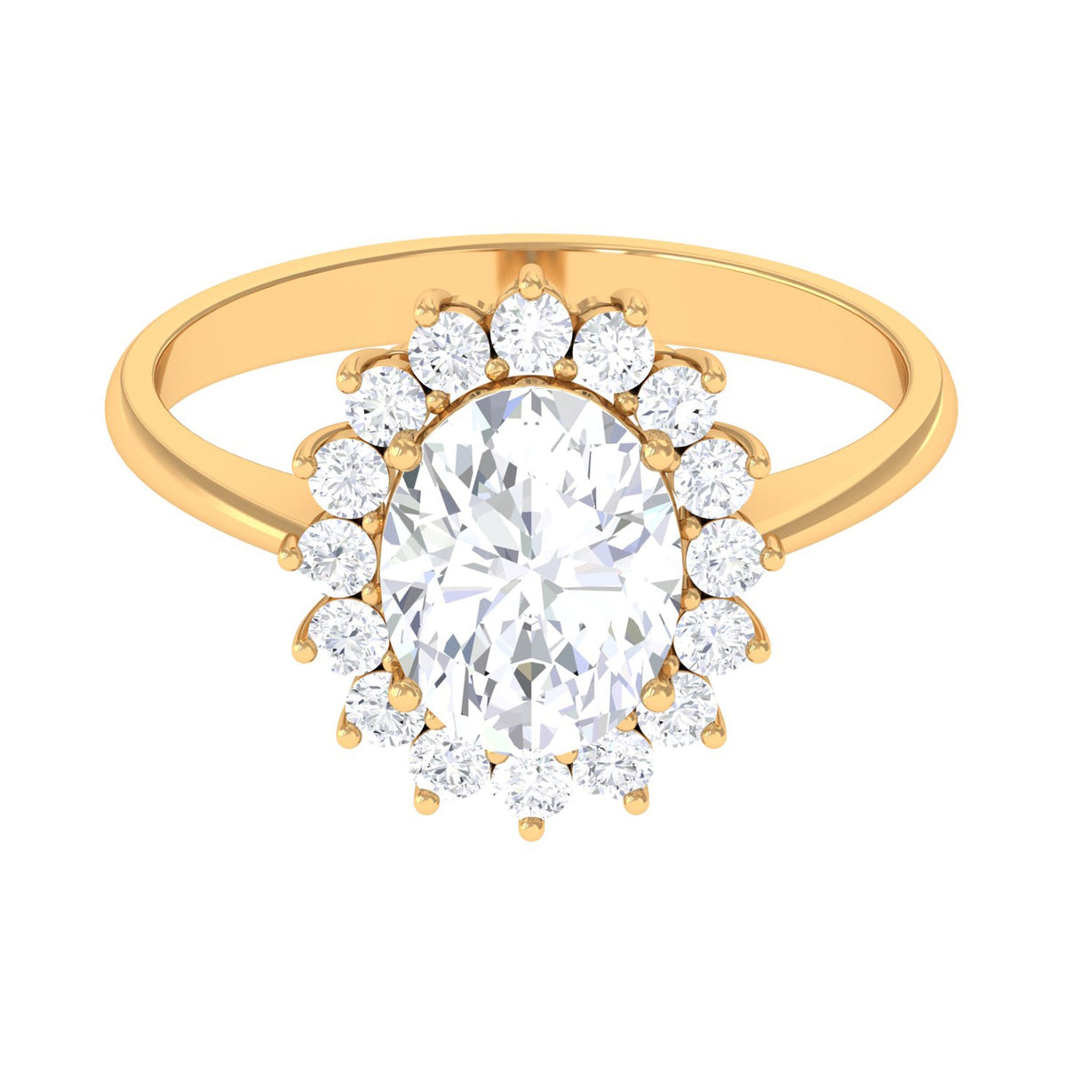 Oval Cut Cubic Zirconia Halo Statement Engagement Ring