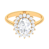 Oval Cut Cubic Zirconia Halo Statement Engagement Ring
