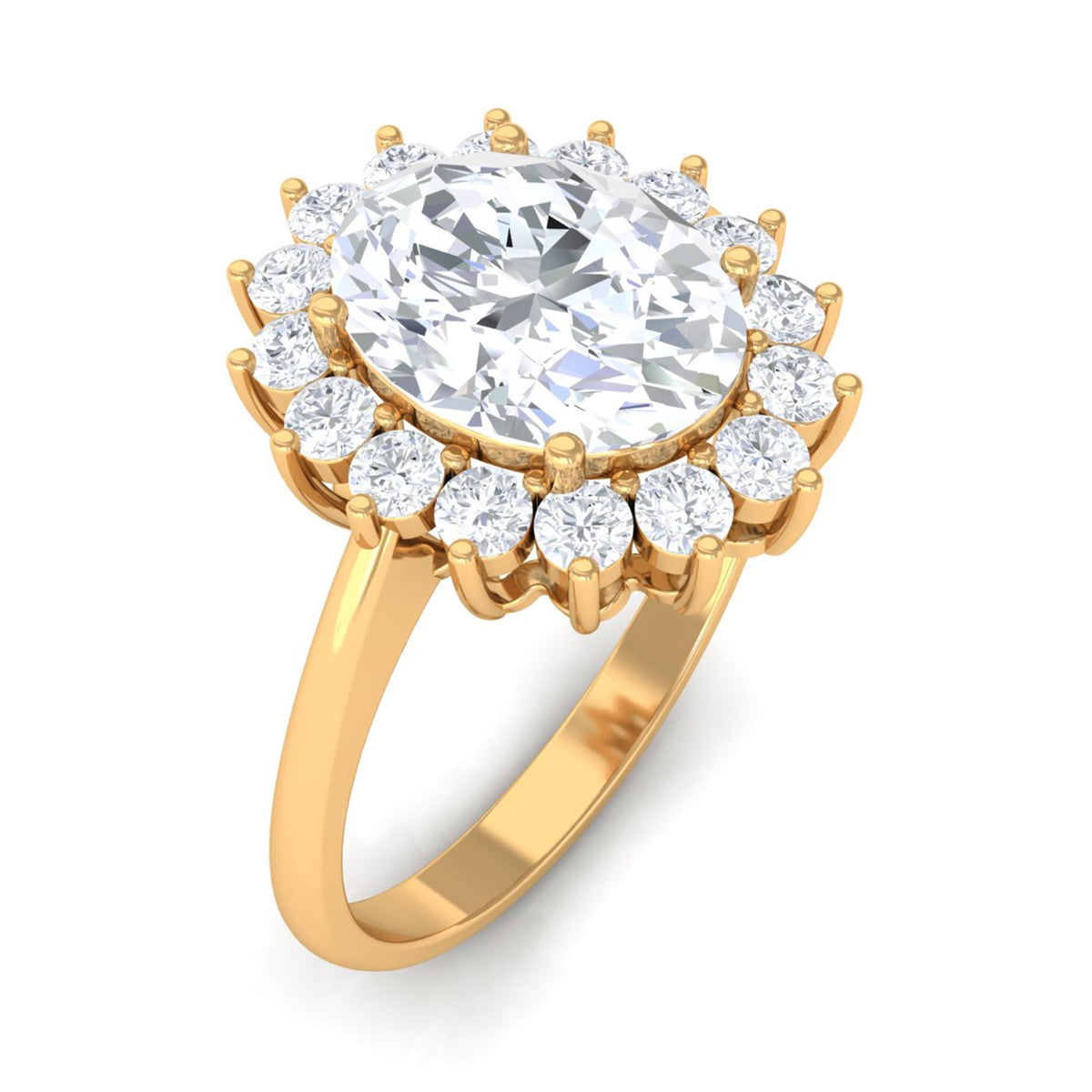 Oval Cut Cubic Zirconia Halo Statement Engagement Ring
