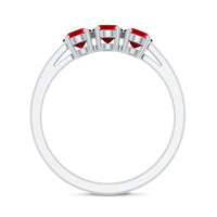 Oval Cut Lab Created Ruby Three Stone Engagement Ring