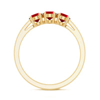 Oval Cut Lab Created Ruby Three Stone Engagement Ring
