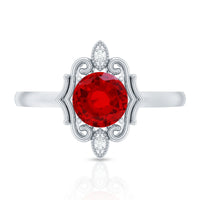 Art Deco Style Lab Created Ruby Solitaire Engagement Ring