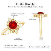 Art Deco Style Lab Created Ruby Solitaire Engagement Ring