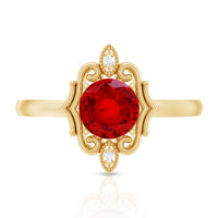 Art Deco Style Lab Created Ruby Solitaire Engagement Ring
