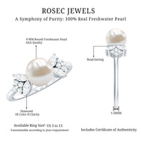 Nature Inspired 7.48 Carat Freshwater Pearl Engagement Ring with Diamond