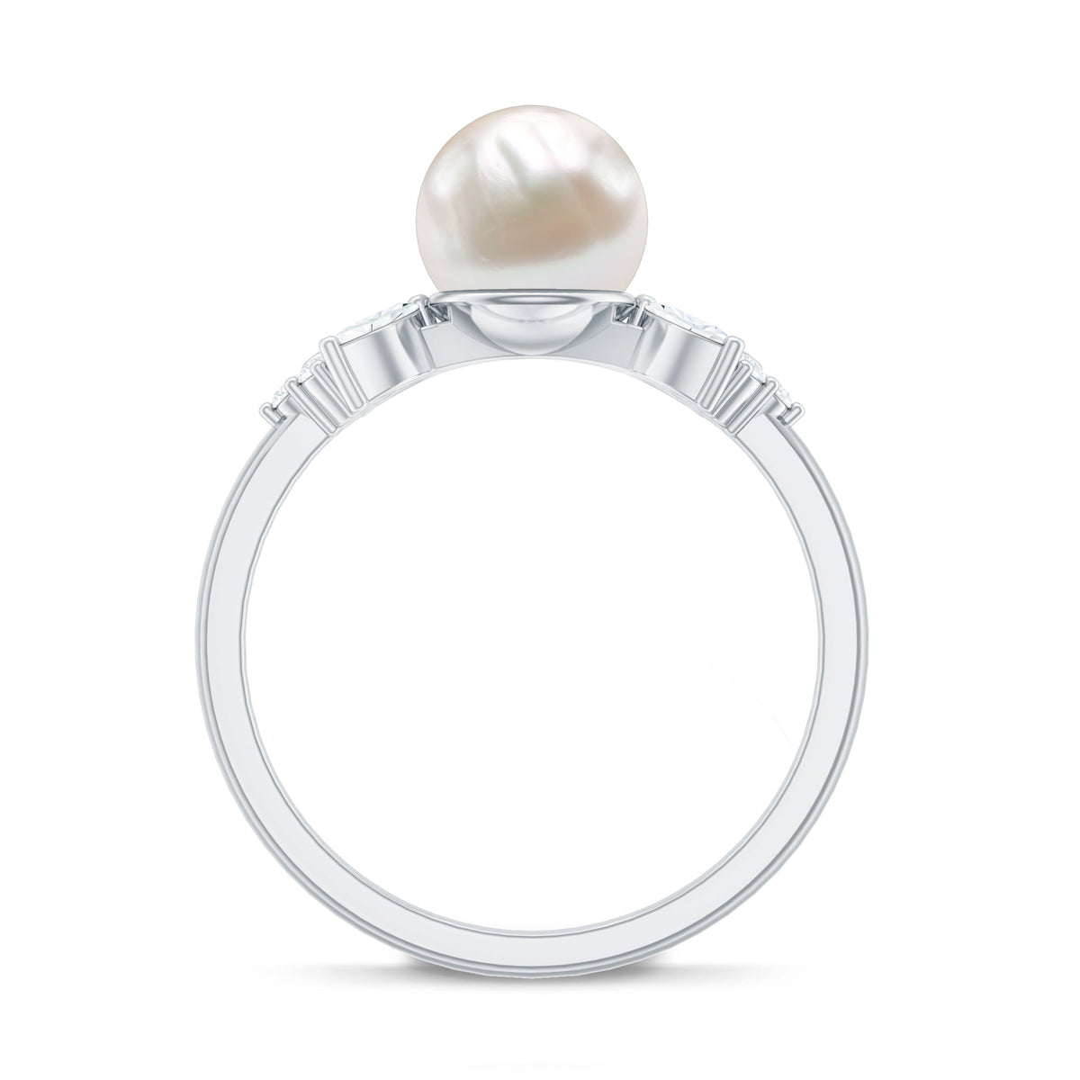 Nature Inspired 7.48 Carat Freshwater Pearl Engagement Ring with Diamond