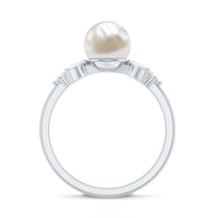Nature Inspired 7.48 Carat Freshwater Pearl Engagement Ring with Diamond