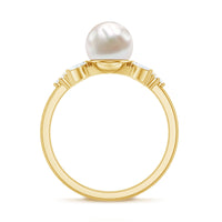Nature Inspired 7.48 Carat Freshwater Pearl Engagement Ring with Diamond