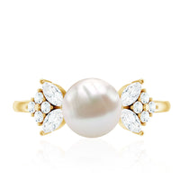 Nature Inspired 7.48 Carat Freshwater Pearl Engagement Ring with Diamond