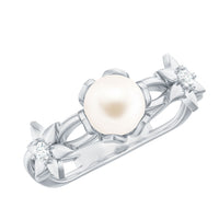 Real 7.48 Carat Freshwater Pearl Flower Engagement Ring with Diamond