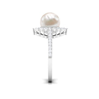 Cultured 7.48 Carat Freshwater Pearl Engagement Ring with Diamond Halo