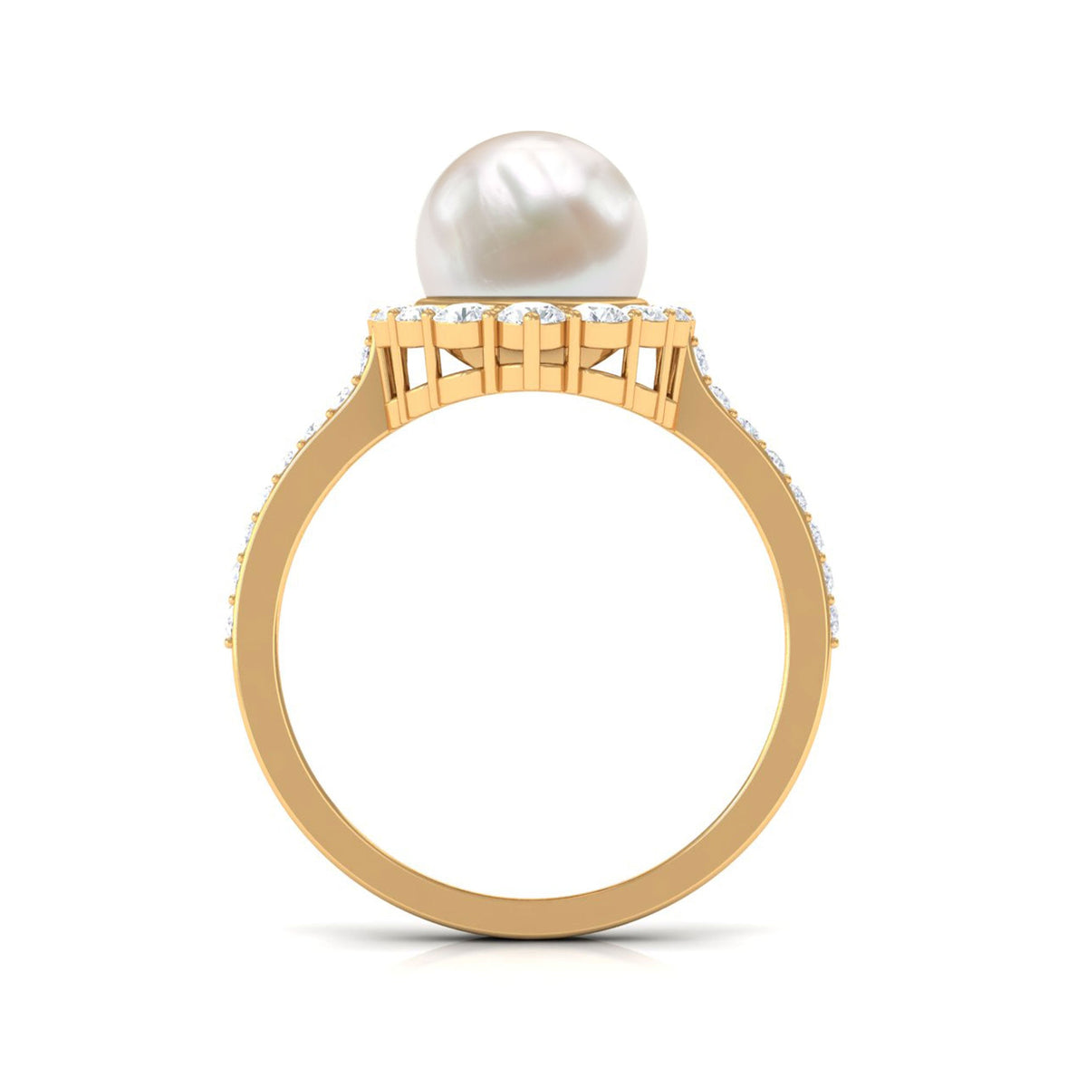 Cultured 7.48 Carat Freshwater Pearl Engagement Ring with Diamond Halo
