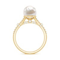 Real 7.48 Carat Freshwater Pearl Solitaire Engagement Ring with Diamond Split Shank