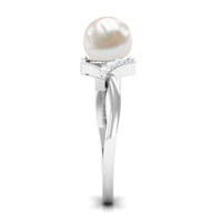 Pure Freshwater Pearl Solitaire Crossover Ring with Diamond