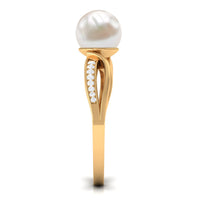 Solitaire Freshwater Pearl and Diamond Infinity Ring