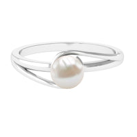 Cultured 7.4 Carat Freshwater Pearl Solitaire Engagement Ring with Bypass Shank