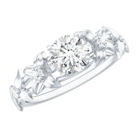 Round Cut 6 MM Moissanite Floral Engagement Ring