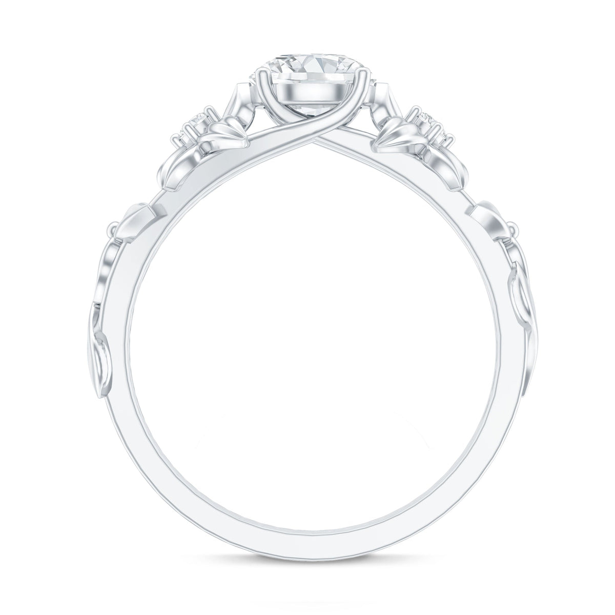 Round Cut 6 MM Moissanite Floral Engagement Ring