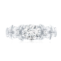 Round Cut 6 MM Moissanite Floral Engagement Ring