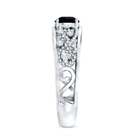 Vintage Inspired 0.8 Carat Lab Grown Black and White Diamond Engagement Ring