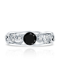 Vintage Inspired 0.8 Carat Lab Grown Black and White Diamond Engagement Ring