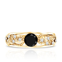 Vintage Inspired 0.8 Carat Lab Grown Black and White Diamond Engagement Ring